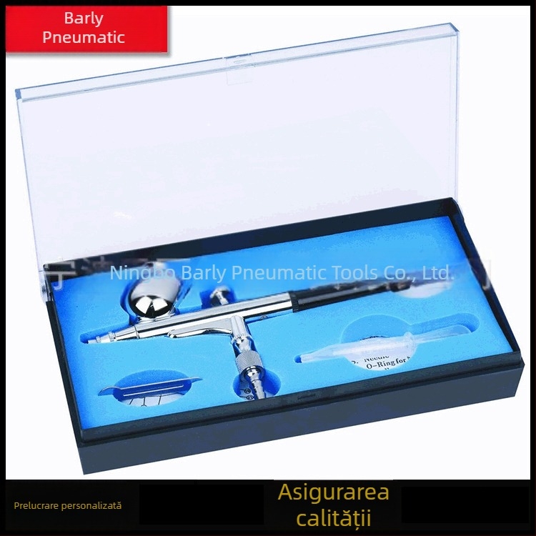 Bachri Spray Pen Set: pistolă de pulverizare cu alimentare gravitațională, vas 7 cm³, duză 0,3 mm, presiune 50 PSI