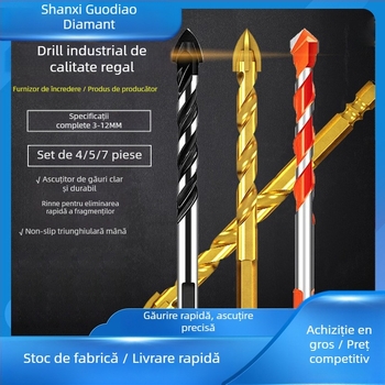 Burghiu triunghiular cu design încrucișat cu patru palete, Shengling, aliaj dur, uz general pentru uz casnic