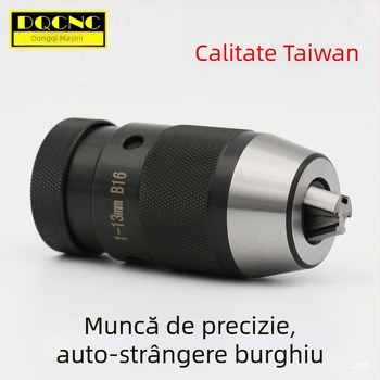 Mandrină de burghiu auto-strângere pentru freză și bormașină de banc, model 1-16B16, interval de prindere 1-13/1-16, oțel-carbon, conic standard, precizie 0.006
