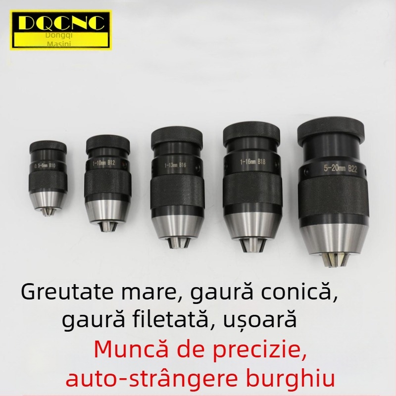 Mandrină de burghiu auto-strângere pentru freză și bormașină de banc, model 1-16B16, interval de prindere 1-13/1-16, oțel-carbon, conic standard, precizie 0.006