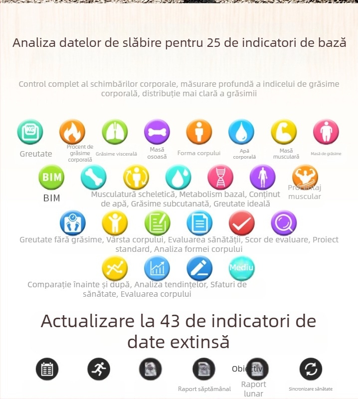 KAISO cantar corporal inteligent cu Bluetooth și aplicație, cântar electronic reîncărcabil pentru uz casnic, măsoară greutatea, grăsimea corporală, caloriile și umiditatea, până la 180 kg