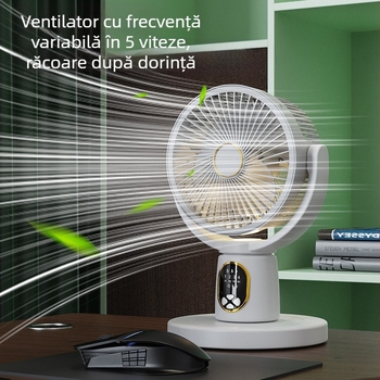 Ventilator USB reîncărcabil pentru circulația aerului, silențios, control de la distanță, oscilant, temporizator 2-8 ore