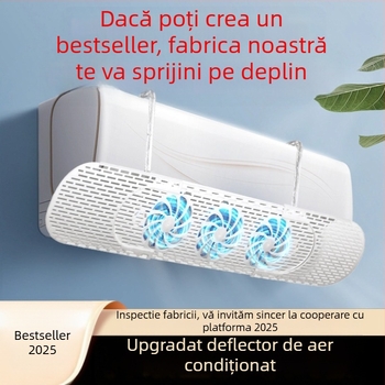 Deflector de aer pentru aer condiționat montat pe perete – anti curent, direcționează fluxul de aer fără condens, eficiență energetică, design minimalist, brand HUGTUNE