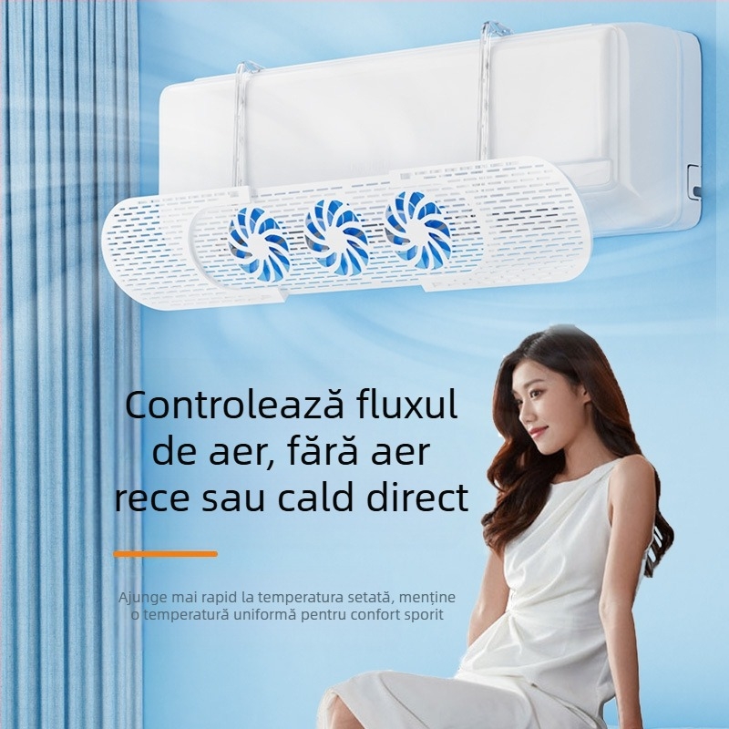 Deflector de aer pentru aer condiționat montat pe perete – anti curent, direcționează fluxul de aer fără condens, eficiență energetică, design minimalist, brand HUGTUNE