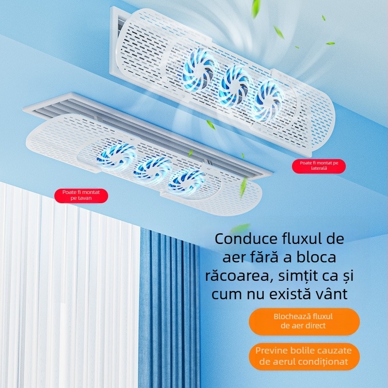 Deflector de aer pentru aer condiționat montat pe perete – anti curent, direcționează fluxul de aer fără condens, eficiență energetică, design minimalist, brand HUGTUNE