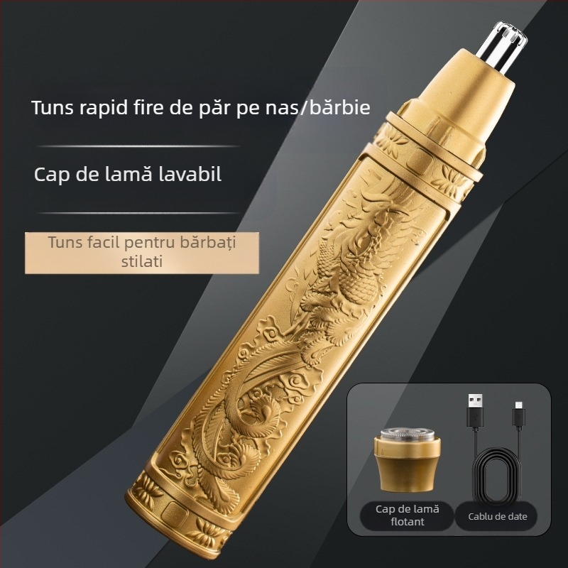 Trimer pentru nas - încărcabil, compact, cap tăiere detașabil lavabil, baterie încorporată 300–500 mAh, autonomie peste 30 de zile