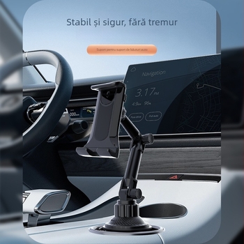 Suport auto pentru cană cu design pliabil – suport pentru telefon/tabletă (Model Cup holder 1003; Materiale: ABS, aliaj de aluminiu, burete, silicon; Personalizare: Da)