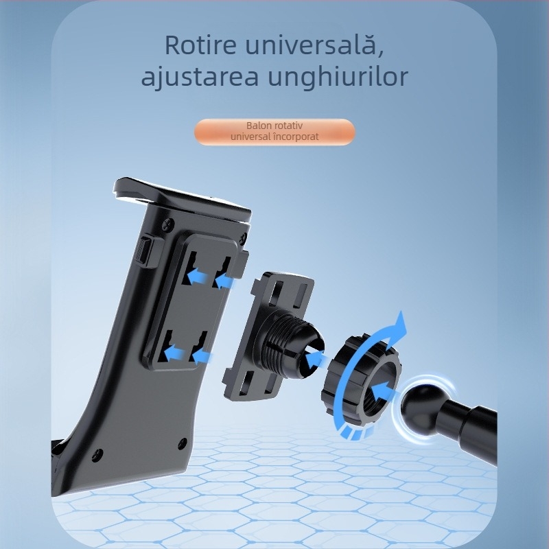 Suport auto pentru cană cu design pliabil – suport pentru telefon/tabletă (Model Cup holder 1003; Materiale: ABS, aliaj de aluminiu, burete, silicon; Personalizare: Da)