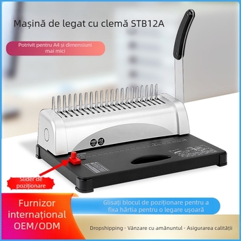 Mașină manuală de legat cu creastă – 21 găuri, capacitate 12 coli, model STB12A, greutate 2,85 kg