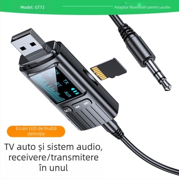 GT72 Bluetooth 5.4 2 în 1 receptor-transmițător cu afișaj digital și 3,5 mm AUX
