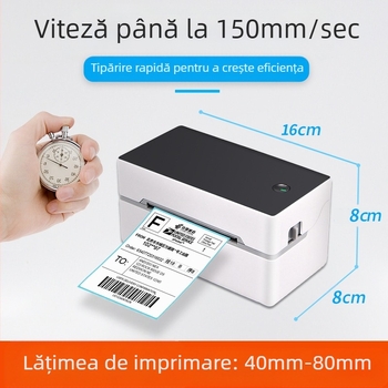 Komi TDL402 imprimantă termică pentru etichete de comenzi, interfață USB, hârtie termică, lățime de imprimare 40-80 mm, greutate 0,52 kg, compatibilă cu mai multe aplicații de imprimare