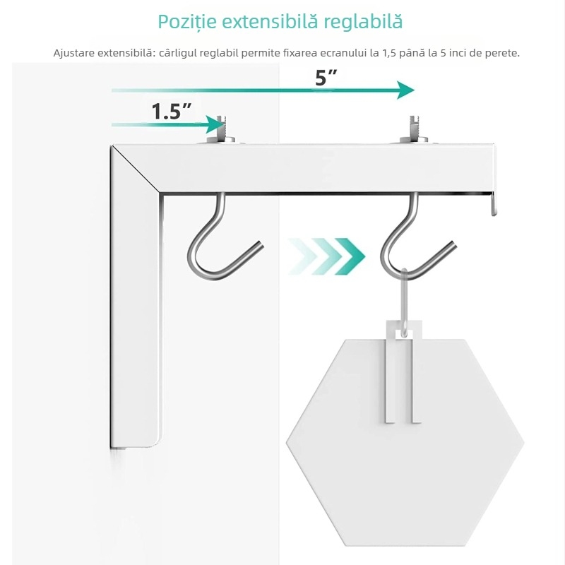 Suport de montaj pe perete pentru ecran de proiector - TY-01 - Kaixinda - 300 g - Reglabil, Multifuncțional