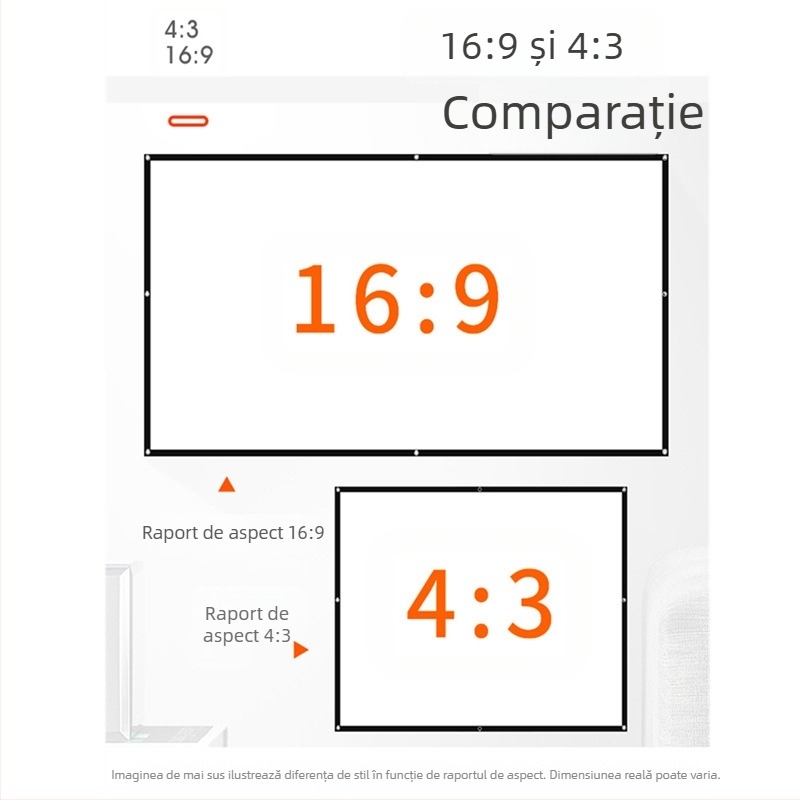 Ecran de proiecție portabil, pliabil pentru birou și exterior, raport 16:9/4:3, MICMOTO/Mi Xi Magic Throw