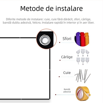 VEIDADZ Ecran de proiecție portabil, plier Milk Silk poliester, pentru exterior, proiecție HD