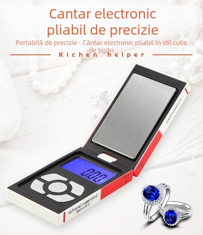 Cântar electronic portabil, mini, precizie 0.01 g, diviziune 0.1 g, pentru bijuterii și buzunar