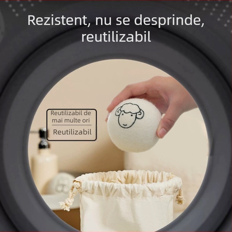 Bile de lână pentru uscător, pentru mașina de spălat, set 6 bucăți, pentru uz casnic și comercial