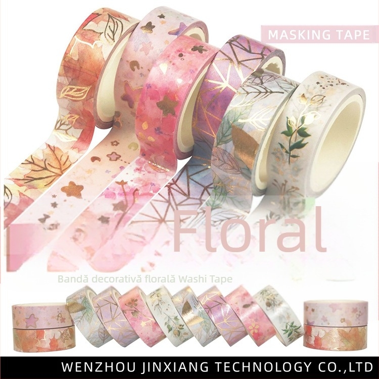 Set de 6 rolete de bandă florală cu folie pentru jurnal – bandă decorativă pentru margini și autocolante. Grosime: Normală; Substrat: Hârtie; Domeniu de aplicare: bandă pentru jurnal.