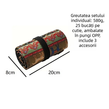 Creioane colorate pe bază de ulei, cu husă rulabilă pentru creioane și geantă din pânză; creioane cu carcase din lemn