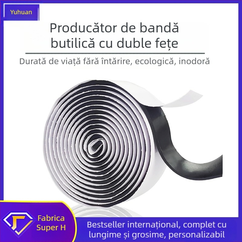 Bandă dublu adezivă din butil pentru acoperișuri și camerele solare, etanșare rezistentă la apă, auto-adezivă; nucleu butil, grosime 2–3 mm, lungime 20 m, vâscozitate ridicată, temperatură de lucru 0–100°C, potrivită pentru acoperișuri și finisaje metalice