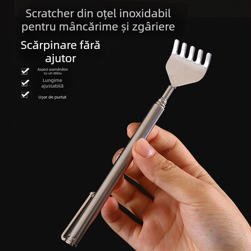 Scărpinător pentru spate din oțel inoxidabil – retractabil, portabil, pentru ameliorarea mâncărimilor