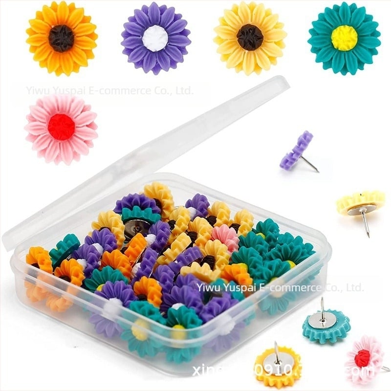Pushpin decorativ cu formă de floarea-soarelui, Usipai, din plastic