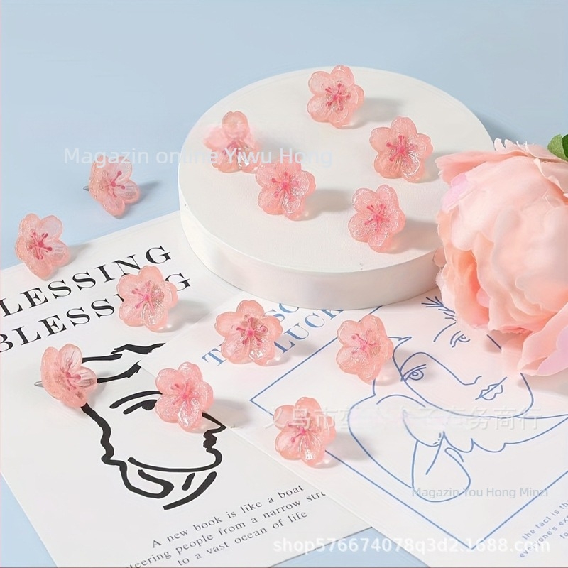 Pinuri de perete cu design de cireș în floare, model gg6632, din plastic, ambalare în cutie, I-forma de vârf