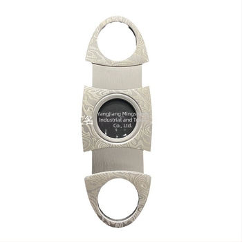 Tăietor de trabucuri din oțel inoxidabil, model gravat, lamă dublă, portabil (oțel inoxidabil; model gravat; lamă dublă)