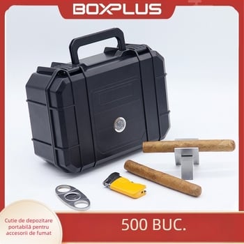 Cutie portabilă pentru trabucuri, 21 compartimente, din ABS plastic, umidificată, impermeabilă