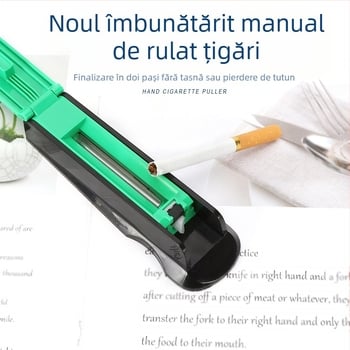 Mașină manuală de rulat țigări – actualizată, din plastic neted, cu împingător și umplător