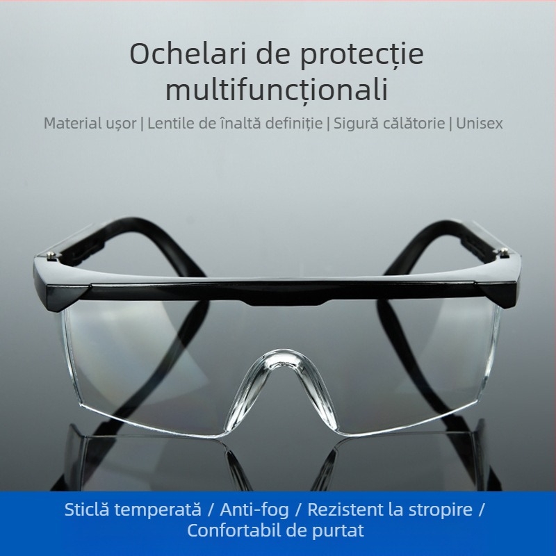 Ochelari de protecție din policarbonat, cadru reglabil, grosime lentile 2 mm, anti-praf și anti-ceată