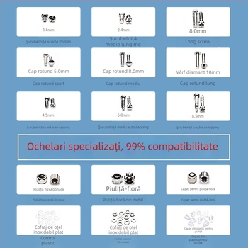 Kit de reparatii pentru șuruburi la ochelari, oțel inoxidabil, set de șuruburi, model Screw, pentru învățare, birou și accesorii