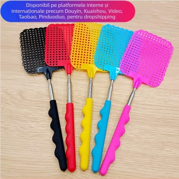 Ciocan pentru muște telescopic cu mâner lung, din plastic, manual