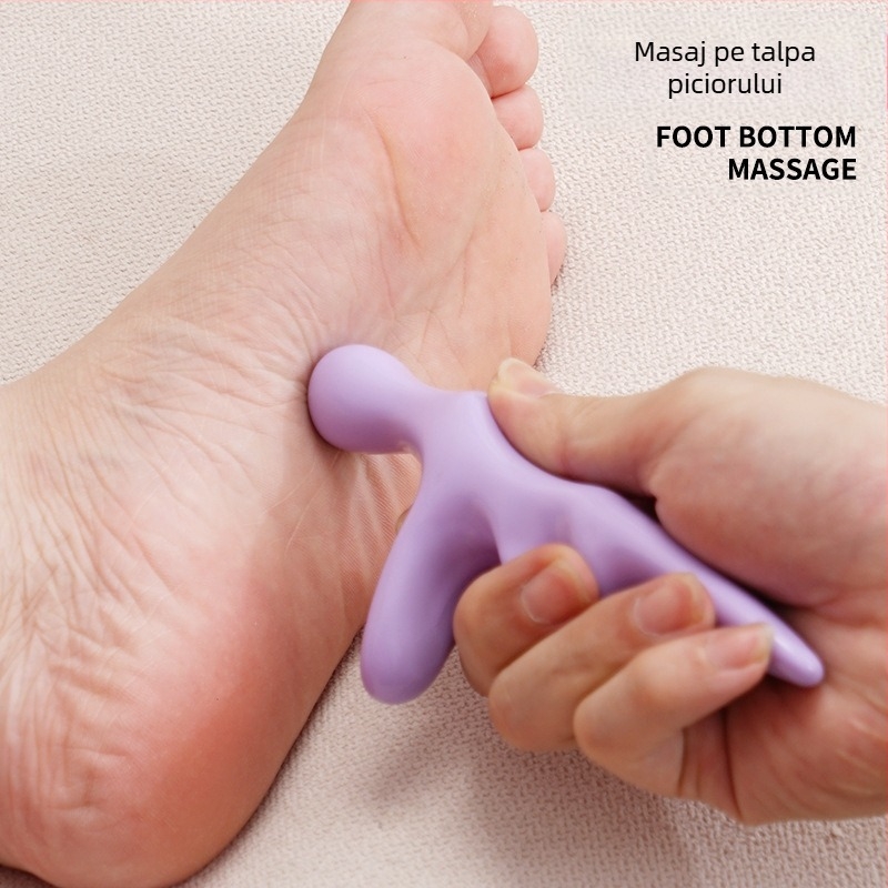 Masajer de talpă, portabil — control mecanic; nu necesită energie; design cu cap osos; pentru picioare și talpă; trei tipuri de capete de masaj: convex rotund, tip acupunctură, rotund