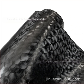Jinjie Autocolant interior auto – 6D Prismatic Diamond Honeycomb din fibră de carbon, film pentru consola centrală, adeziv