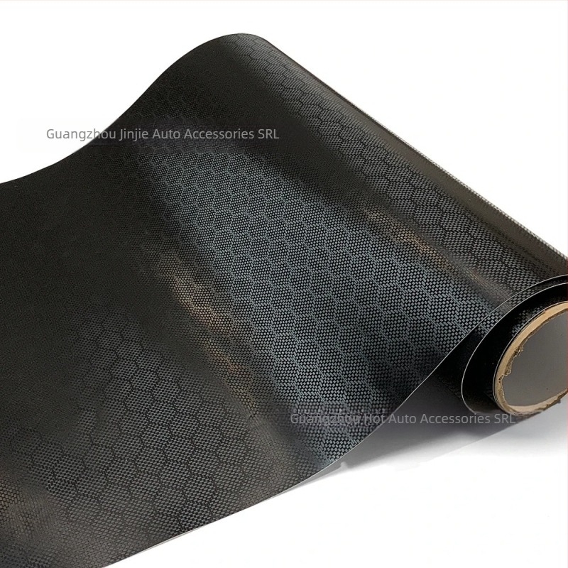 Jinjie Autocolant interior auto – 6D Prismatic Diamond Honeycomb din fibră de carbon, film pentru consola centrală, adeziv