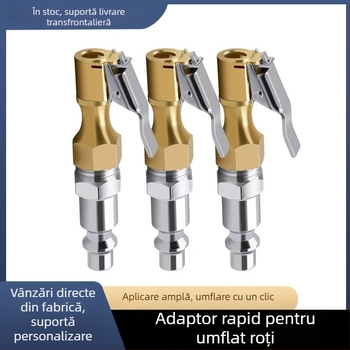 Duză de umflat pneuri cu conector PM20 masculin, din cupru, dinți interni