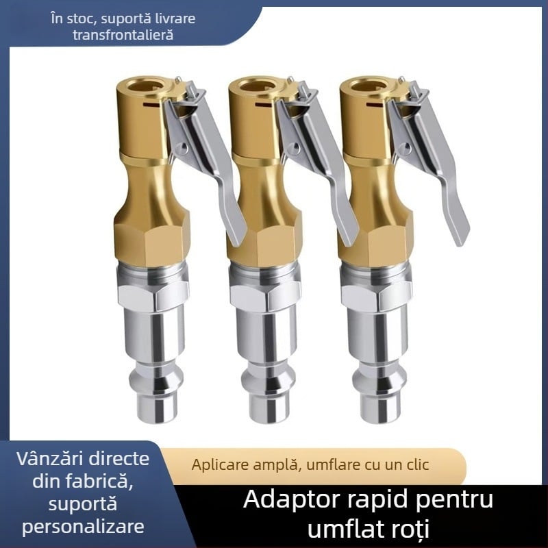 Duză de umflat pneuri cu conector PM20 masculin, din cupru, dinți interni