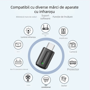 Transmițător infraroșu inteligent pentru telefoane mobile, modelul 54156, interfață USB (Apple/Huawei), construcție din plastic-metal, fără ecran tactil