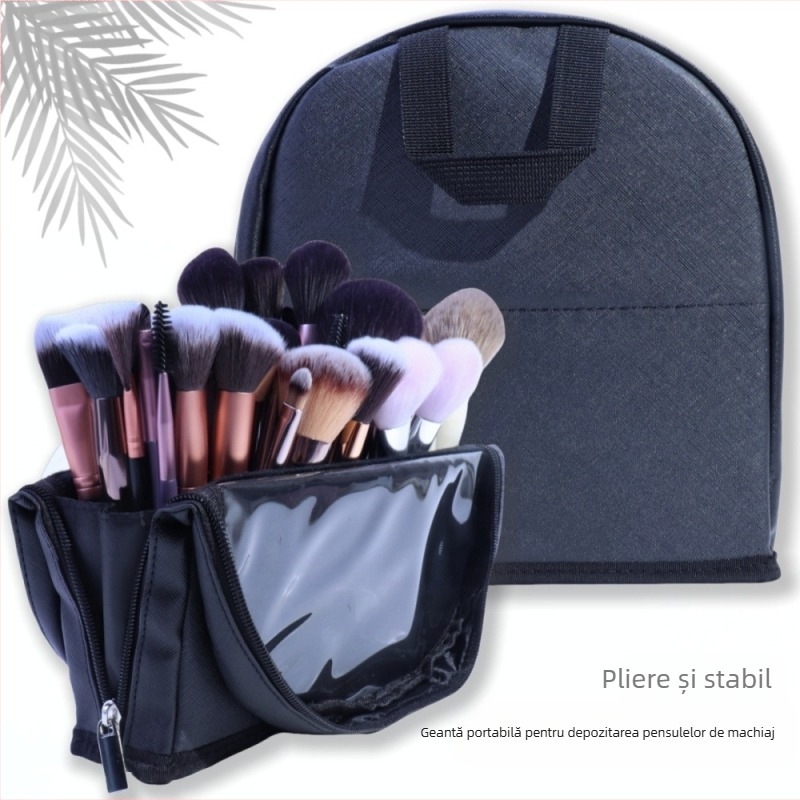 Geantă cosmetică pentru pensule, 1 set pensule, peri de nylon, ambalaj OPP, mâner din pânză, design portabil