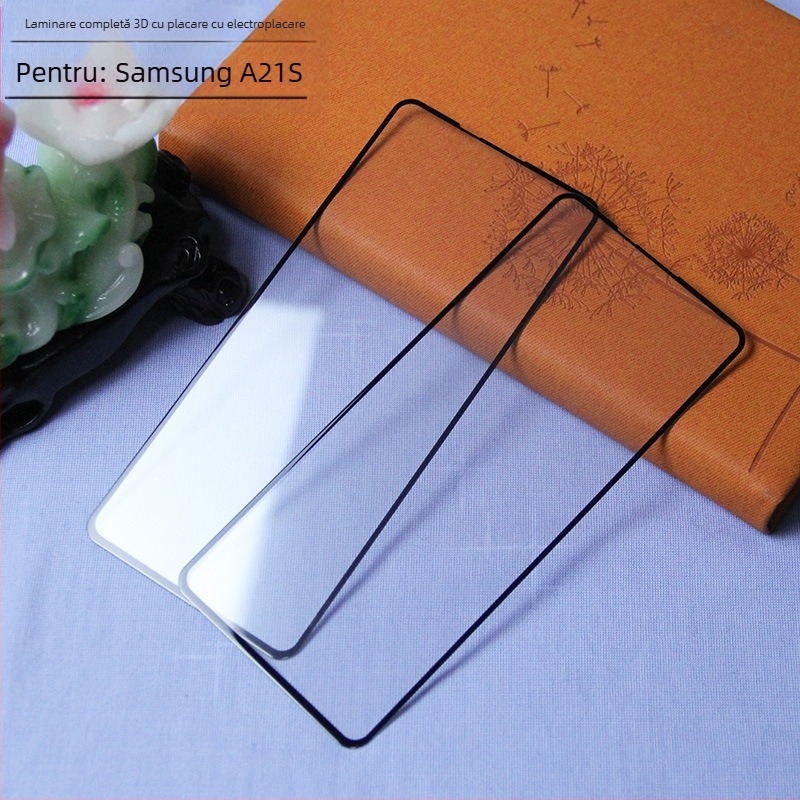 Protecție ecran sticlă Samsung A21S, acoperire completă cu adeziv, finisaj mat, anti-amprentă, rezistent la zgârieturi