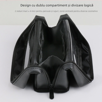 Geantă portabilă cu pensule de machiaj, design vertical, 20 pensule, mâner din plastic, lungimea părului 0.1, ambalaj: geantă, instrumente profesionale pentru fard de ochi și pudră