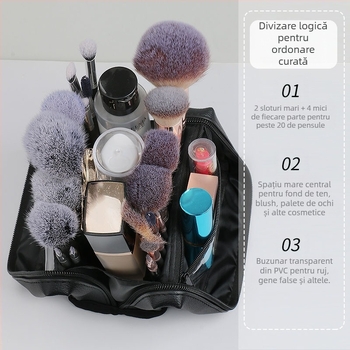 Geantă portabilă cu pensule de machiaj, design vertical, 20 pensule, mâner din plastic, lungimea părului 0.1, ambalaj: geantă, instrumente profesionale pentru fard de ochi și pudră