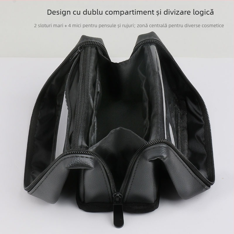 Geantă portabilă cu pensule de machiaj, design vertical, 20 pensule, mâner din plastic, lungimea părului 0.1, ambalaj: geantă, instrumente profesionale pentru fard de ochi și pudră