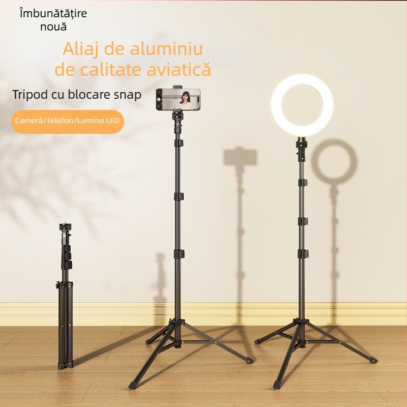 Stativ de podea cu trepied și selfie pentru telefoane mobile și camere SLR – aliaj, suport pentru telefon