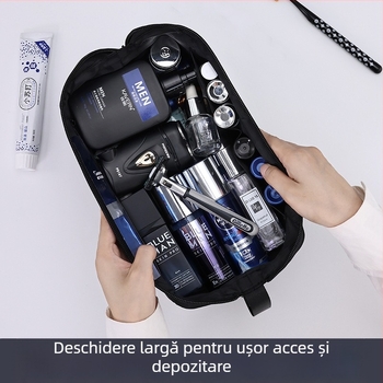 Geantă de toaletă - dublu strat, impermeabilă, cu separare uscat-umed, din material Oxford, stil de deplasare în afaceri