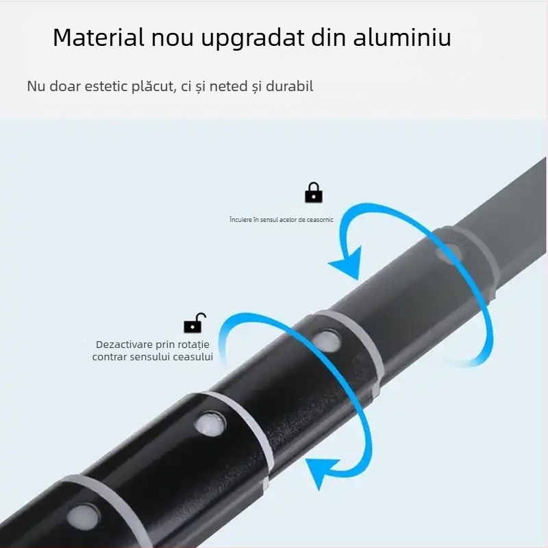Stativ de podea pentru telefon mobil și tabletă cu iluminare pentru fotografiere (Material: aliaj de aluminiu; Capacitate de încărcare: până la 2 kg; Tip PTZ: gimbal tridimensional; Număr secțiuni: 5; Înălțime reglabilă)