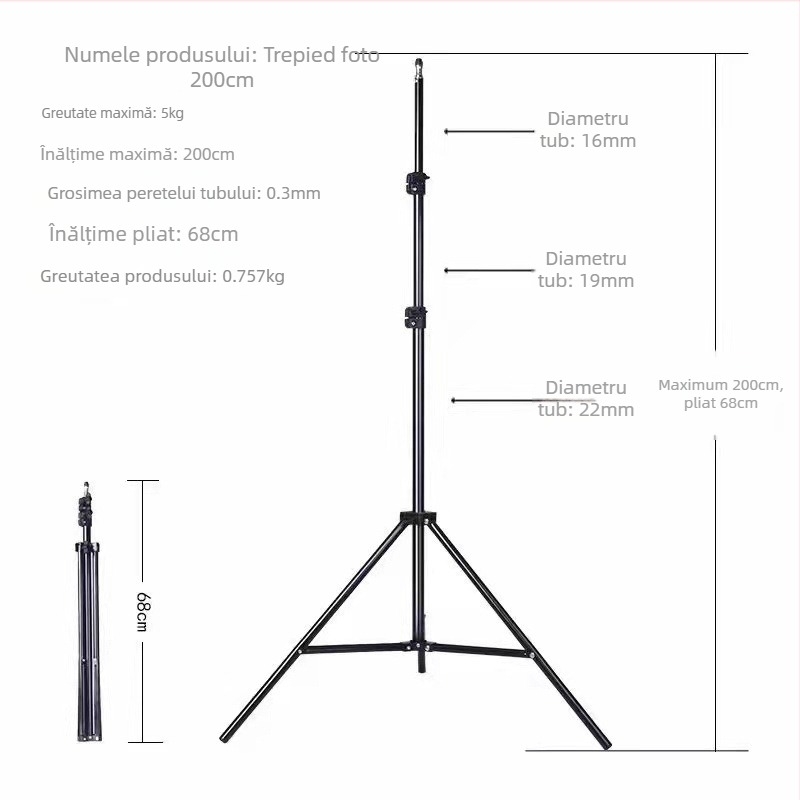 Suport de podea pentru telefon mobil pentru streaming live, model L21, pliabil și reglabil, marca Lei Yu, suport de personalizare