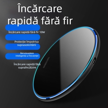 Încărcător Qi fără fir, oglindă lucioasă, model universal, 10W, aluminiu aeronautic