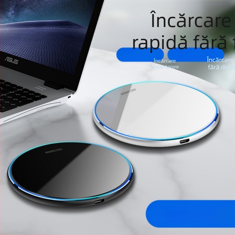 Încărcător Qi fără fir, oglindă lucioasă, model universal, 10W, aluminiu aeronautic