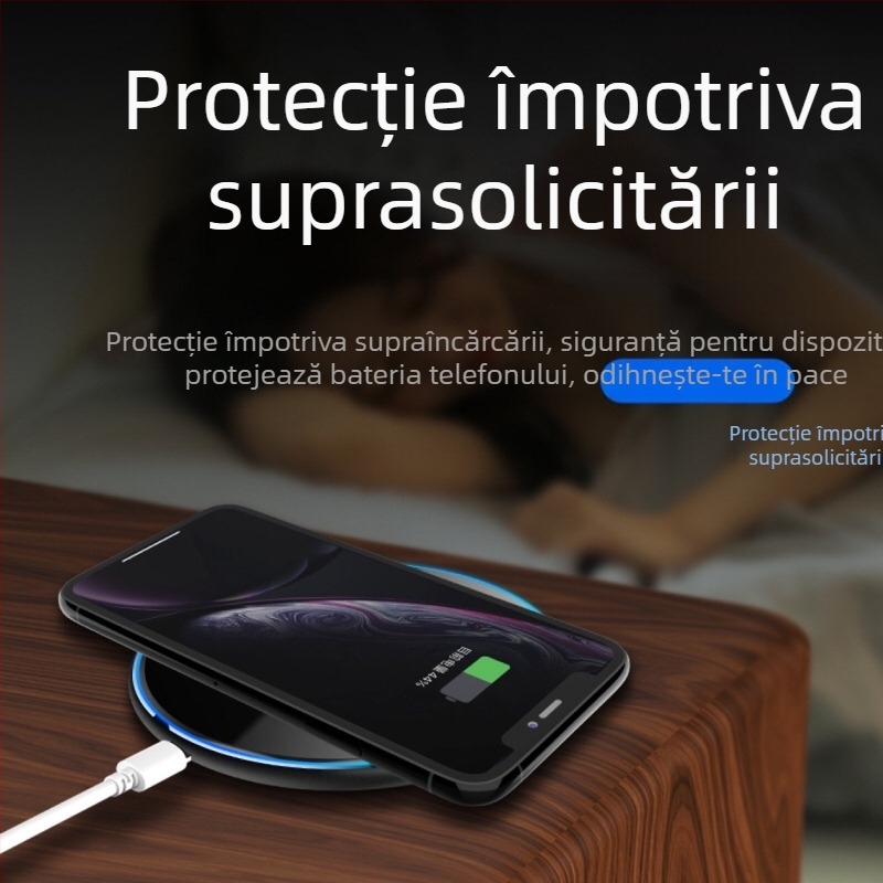 Încărcător Qi fără fir, oglindă lucioasă, model universal, 10W, aluminiu aeronautic